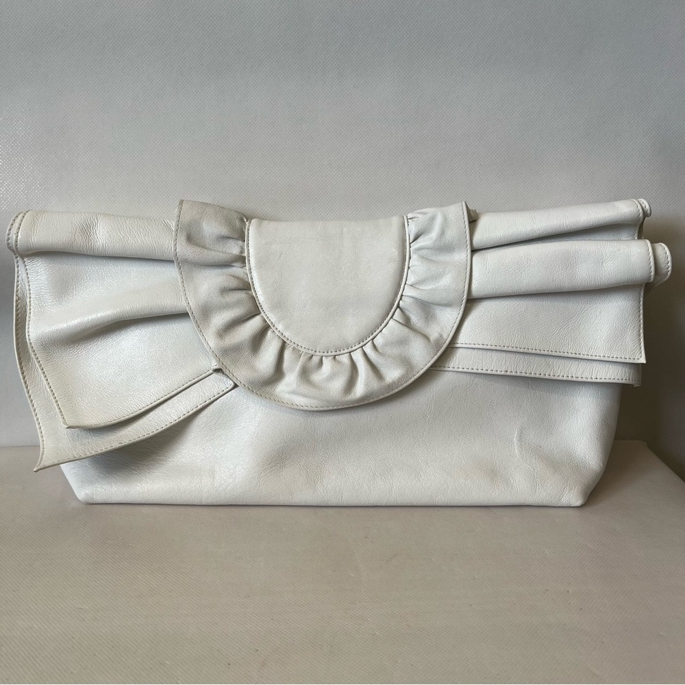 Vintage Susan Gail White Leather Clutch Bag 80โs